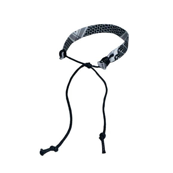Palestinian Keffiyeh KUFIYA String wristband black / White - Picture 3 of 3